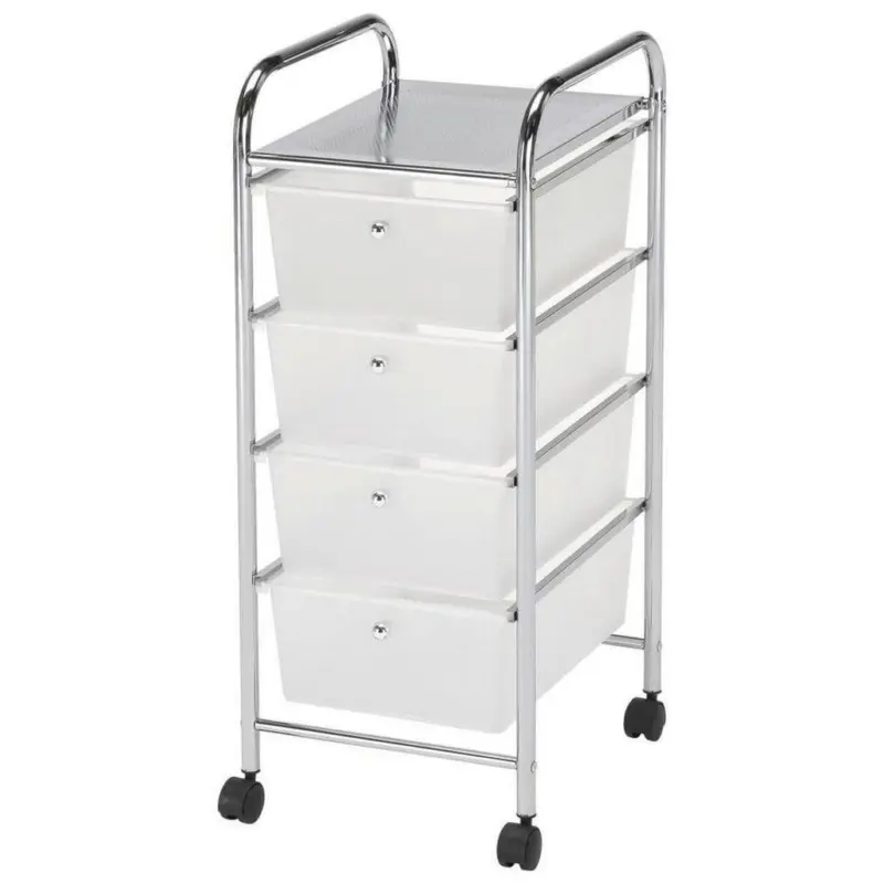 Servierwagen Metall Pauli Chrom/weiß Mit 4 Laden