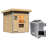 Möbelix Sauna Dijon mit Ext. Steuerung 9-Kw-Ofen inkl. Diabassteine