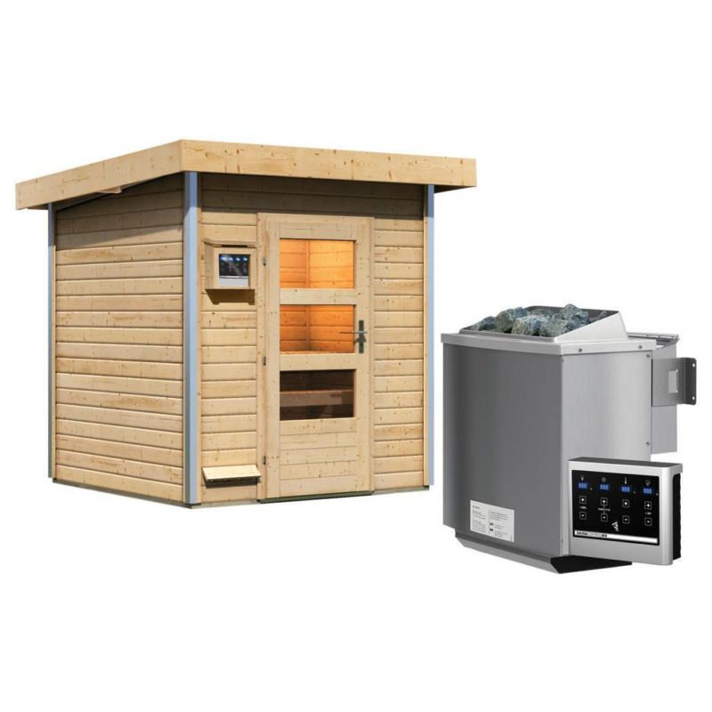 Sauna Dijon mit Ext. Steuerung 9-Kw-Ofen inkl. Diabassteine