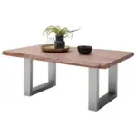 M&ouml;belix Couchtisch Holz Massiv Cartagena Walnuss/edelstahlf.