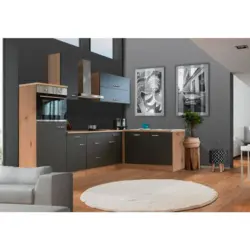 Einbauküche Eckküche Möbelix Shadow Mit Geräten 280x170 Cm Grau/eiche Dekor