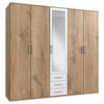 Möbelix Drehtürenschrank Mit Spiegel + Laden 225cm Ben, Eiche/Weiß