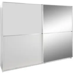 Schwebetürenschrank Mit Spiegel 180cm Baden, Weiß Dekor