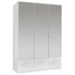 Drehtürenschrank Mit Spiegel 135cm Imago, Weiß Dekor