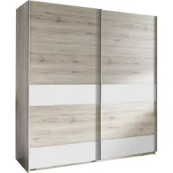 Schwebetürenschrank 180cm Chess, Weiß/ Eiche Dekor