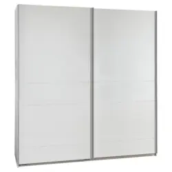 Schwebetürenschrank 135cm Chess, Weiß Dekor