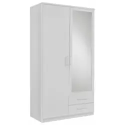 Drehtürenschrank Mit Spiegel 90cm Osaka, Weiß Dekor