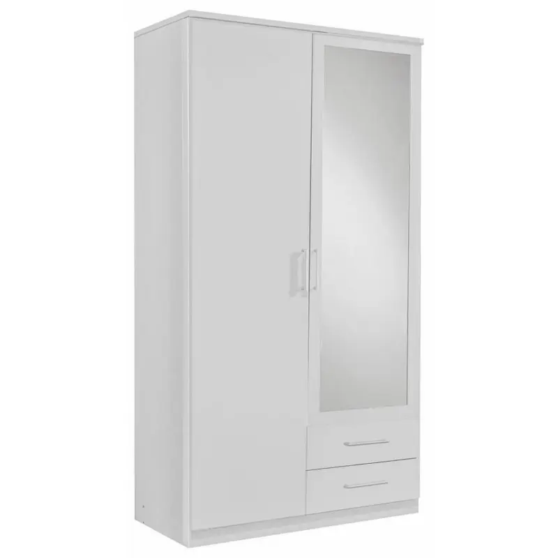 Drehtürenschrank Mit Spiegel 90cm Osaka, Weiß Dekor