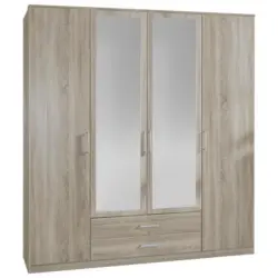 Drehtürenschrank Mit Spiegel 180cm Osaka, Sägerau Dekor