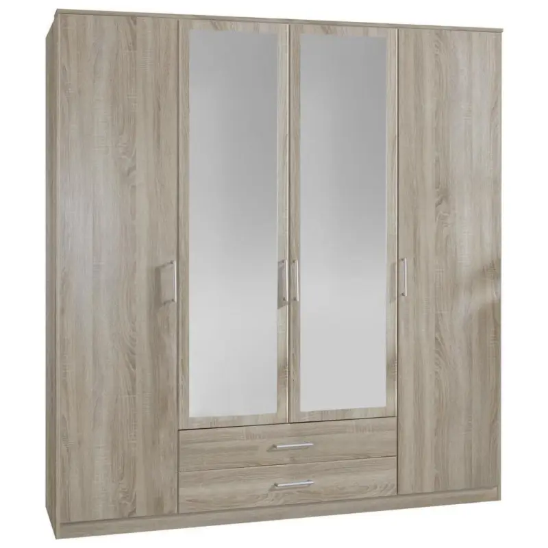 Drehtürenschrank Mit Spiegel 180cm Osaka, Sägerau Dekor