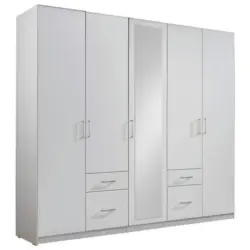 Drehtürenschrank Mit Spiegel + Laden 225cm Fly, Weiß