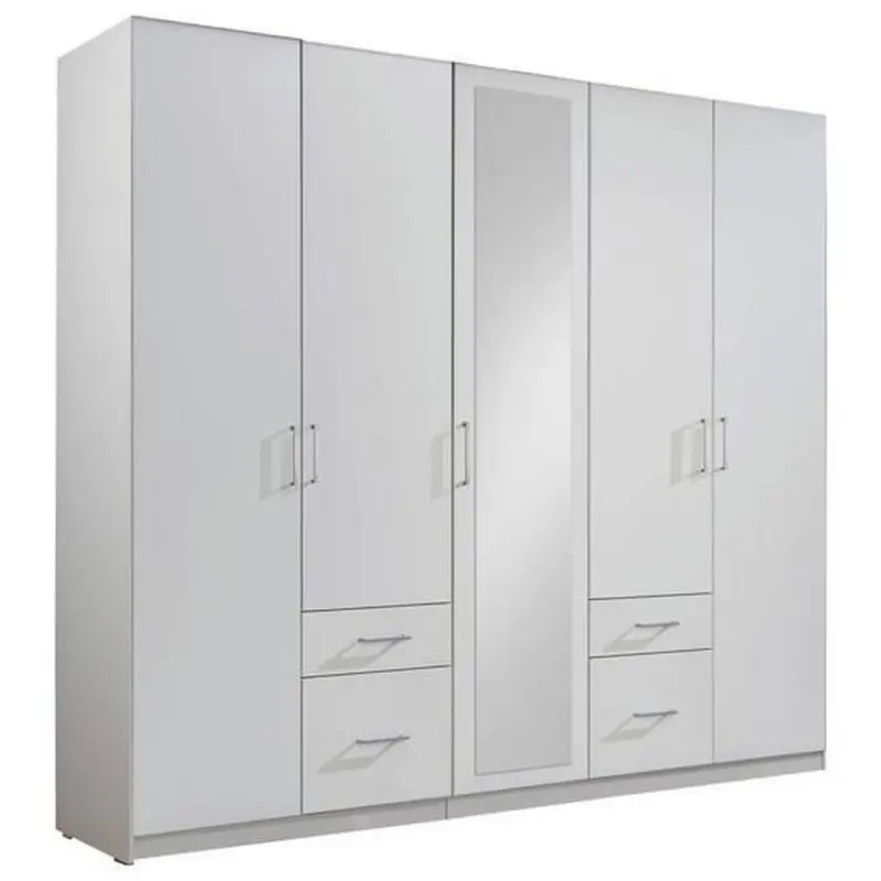 Drehtürenschrank Mit Spiegel + Laden 225cm Fly, Weiß
