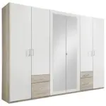 Möbelix Drehtürenschrank Mit Spiegel + Laden 270cm Fly, Weiß/eiche