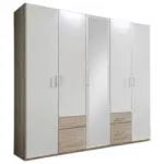 Möbelix Drehtürenschrank Mit Spiegel 225cm Fly, Weiß/ Eichendekor