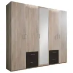 Möbelix Drehtürenschrank Mit Spiegel + Laden 225cm Fly, Eiche/graphit
