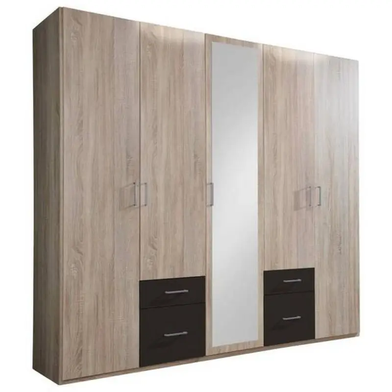Drehtürenschrank Mit Spiegel + Laden 225cm Fly, Eiche/graphit