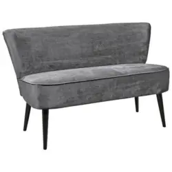 Sitzbank Mit Lehne Gepolstert Samt Grau Lord B: 179 Cm