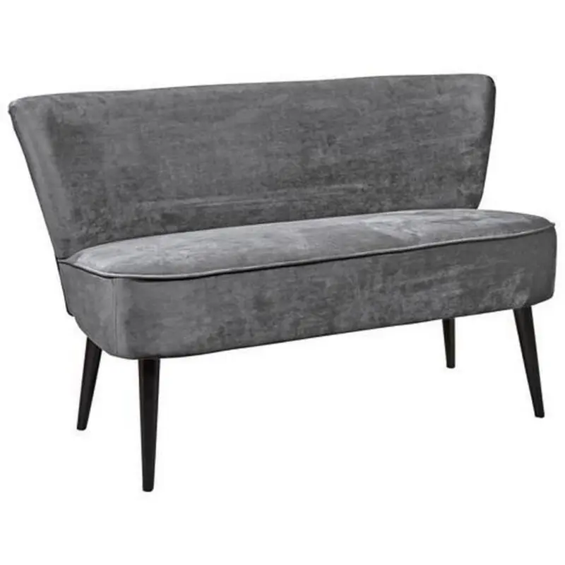 Sitzbank Mit Lehne Gepolstert Samt Grau Lord B: 179 Cm