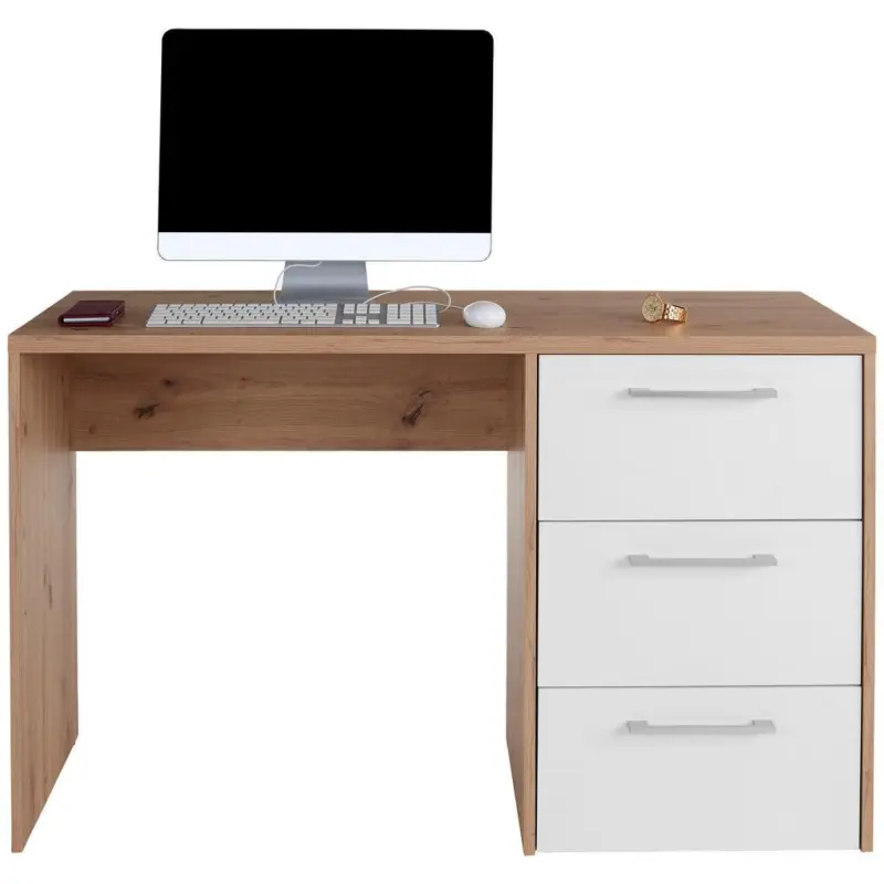 Schreibtisch Mit Stauraum B 124cm H 73cm Box, Eiche Dekor