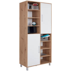 Regal mit Schrankteilen Box B 98cm, Eiche Dekor/Weiß