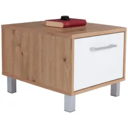 Nachtkästchen Eiche Dekor/Weiß H: 37 cm Box