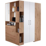 Möbelix Eckschrank Begehbar mit Regal 120cm Box, Eiche Dekor/Weiß