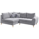 Möbelix Ecksofa mit Holzfüßen + Zierkissen Alice, Webstoff