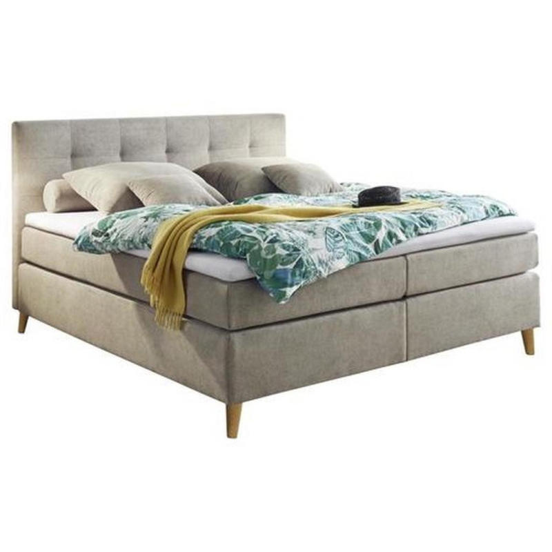 Boxspringbett mit Topper 180x200cm Massouri, Sandfarben