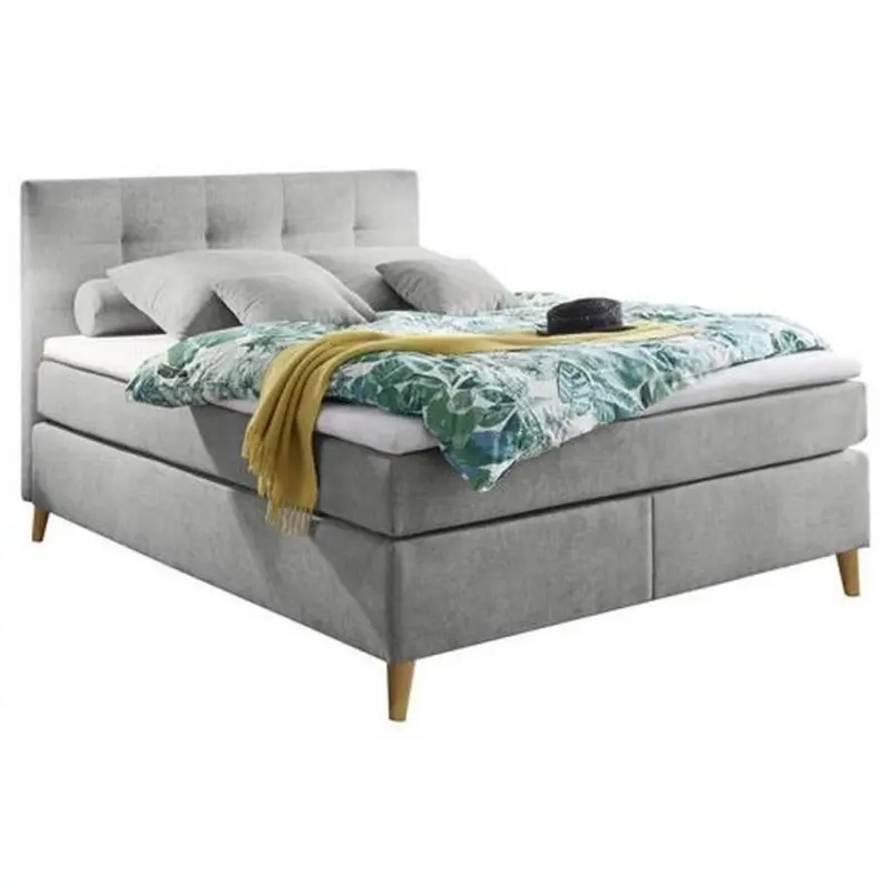 Boxspringbett Mit Topper 140x200cm Missouri, Hellgrau
