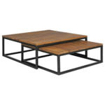 Möbelix Couchtisch mit Holzplatte 2er-Set Akola Sheesham/Schwarz