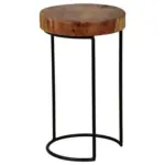 M&ouml;belix Beistelltisch Mit Holzplatte Rund Akola, Sheesham/schwarz