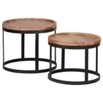 Möbelix Beistelltisch 2er-set Rund Mit Holzplatte Akola, Akazie