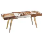 M&ouml;belix Hockerbank Salim Ziegenfell Natur/mangoholz H: 52 Cm