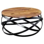 Möbelix Couchtisch Rund mit Holzplatte Manur, Sheesham/Schwarz
