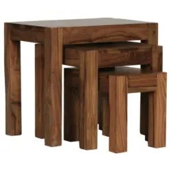 Beistelltisch Echtholz 3er-Set Mumbai, Sheeshamholz