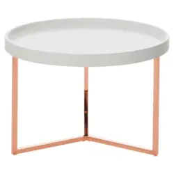 Couchtisch mit Abnehmbarer Echtholzplatte, Wei&szlig;/Kupfer