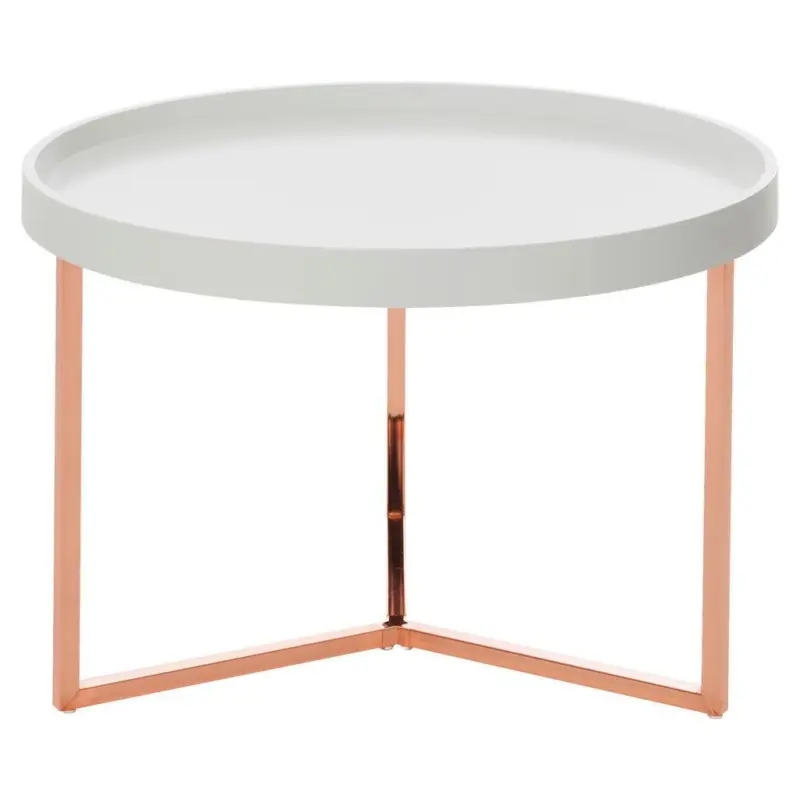 Couchtisch mit Abnehmbarer Echtholzplatte, Wei&szlig;/Kupfer