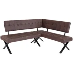 Eckbank Vintage Braun Lederlook Donna 200x150 Cm