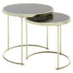 Möbelix Beistelltisch 2er-Set Cora, Glasplatte Verspiegelt, Gold