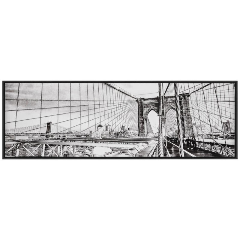 Leinwandbild Brooklyn Bridge Schwarz/weiß 120x40 Cm