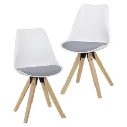 Schalenstuhl Lima Weiß Beine Echtholz 2er-Set