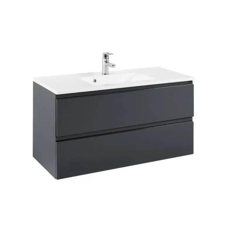Waschbecken Mit Unterschrank Cardiff B: 100cm Graphit Dekor
