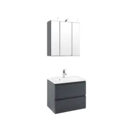 Badmöbel-Set 2-Tlg. inkl. LED Cardiff B: 60cm, Graphit