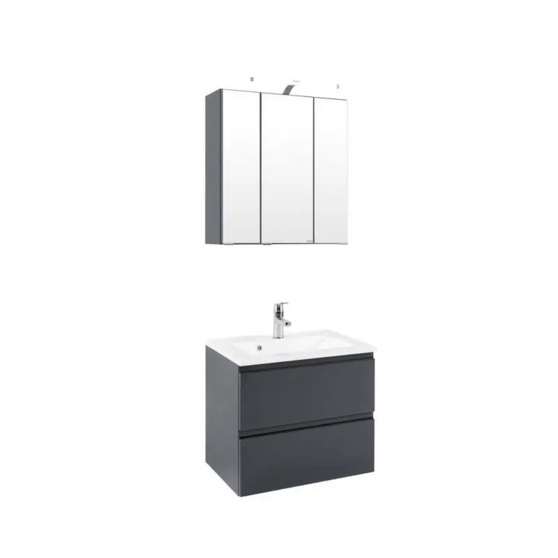 Badmöbel-Set 2-Tlg. inkl. LED Cardiff B: 60cm, Graphit
