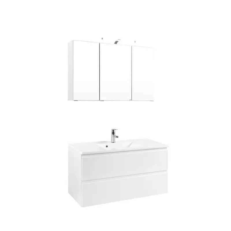 Badmöbel-set 3-tlg. Inkl. Led Cardiff B: 100 Cm, Weiß