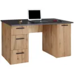 Möbelix Schreibtisch mit Stauraum B 138 cm H 76cm Mx 143, Eiche Dekor