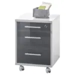 Möbelix Rollcontainer Hellgrau / Glas Graphit Office Lux 40x56x40 Cm