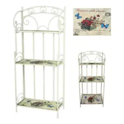 Gartenregal aus Eisen Floral Altweiß, B/H: ca. 61/143 cm