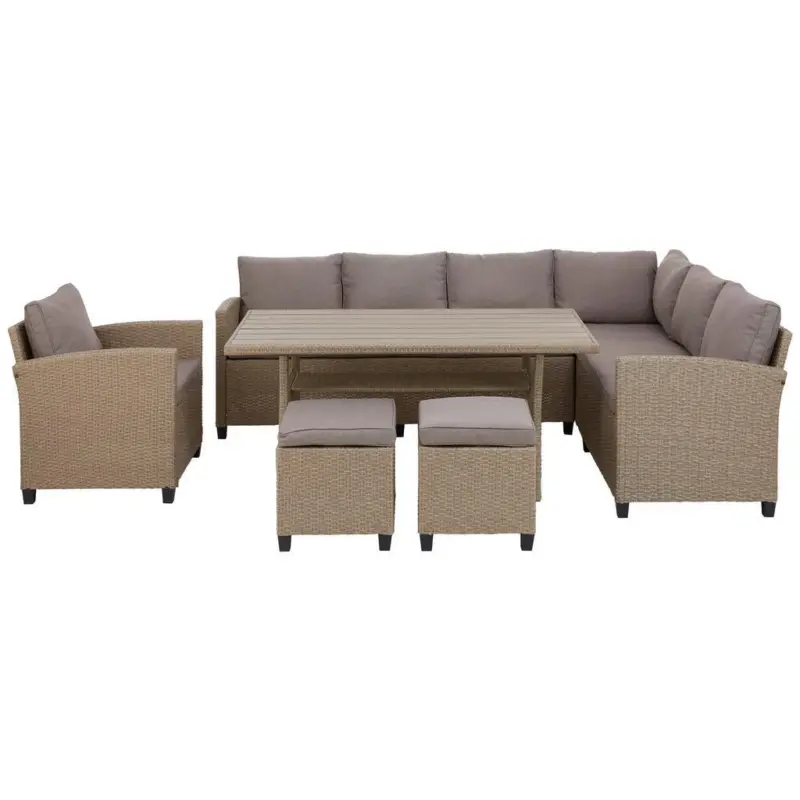 Loungegarnitur 6-Tlg. Porto II aus Kunststoff mit Kissen