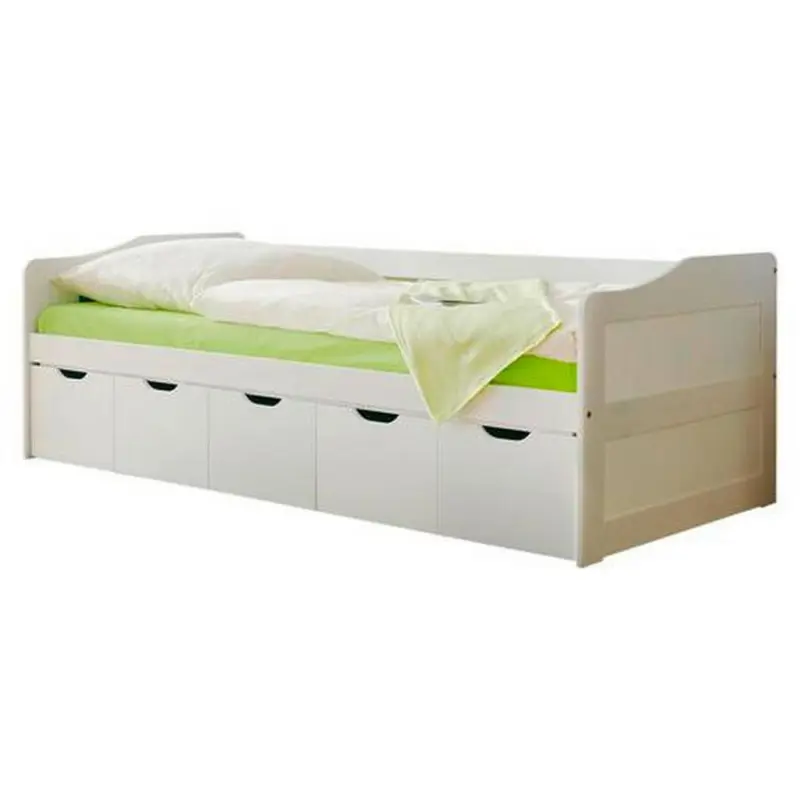 Stauraumbett Echtholz Massiv 90x200 Maria Kiefer Wei&szlig;